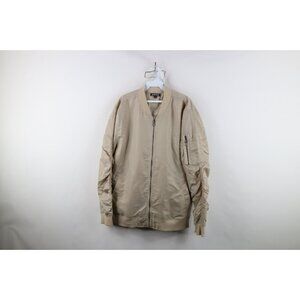 Vintage Y2K Elwood Skateboarding Mens Large Blank Windbreaker Bomber Jacket Tan